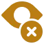 A yellow and black icon of an eye with an \x22X\x22 symbol, representing visibility or privacy settings.