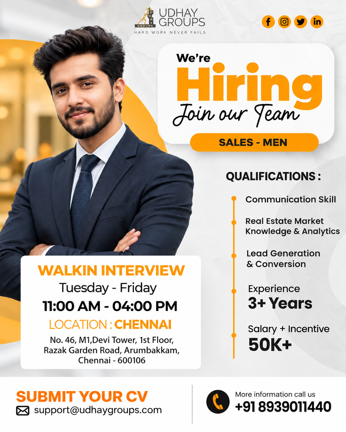 Udhay Groups Corporate Hiring Poster (1)